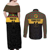Vanuatu Football Custom Couples Matching Off Shoulder Maxi Dress and Long Sleeve Button Shirt Go Chiefs Basket-weave Pattern