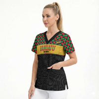 Vanuatu Football Custom Scrub Top Go Chiefs Basket-weave Pattern