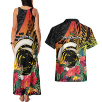 Vanuatu Boar Tusk Yumi Yumi Yumi Couples Matching Tank Maxi Dress and Hawaiian Shirt Independens Dei Long God Yumi Stanap LT14 - Polynesian Pride