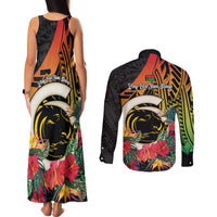 Vanuatu Boar Tusk Yumi Yumi Yumi Couples Matching Tank Maxi Dress and Long Sleeve Button Shirt Independens Dei Long God Yumi Stanap LT14 - Polynesian Pride