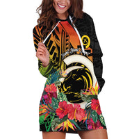 Vanuatu Boar Tusk Yumi Yumi Yumi Hoodie Dress Independens Dei Long God Yumi Stanap LT14 Black - Polynesian Pride