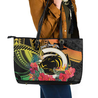 Vanuatu Boar Tusk Yumi Yumi Yumi Leather Tote Bag Independens Dei Long God Yumi Stanap LT14 - Polynesian Pride