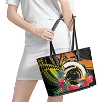 Vanuatu Boar Tusk Yumi Yumi Yumi Leather Tote Bag Independens Dei Long God Yumi Stanap LT14 - Polynesian Pride