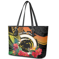 Vanuatu Boar Tusk Yumi Yumi Yumi Leather Tote Bag Independens Dei Long God Yumi Stanap LT14 - Polynesian Pride