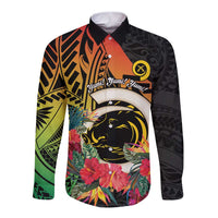 Vanuatu Boar Tusk Yumi Yumi Yumi Long Sleeve Button Shirt Independens Dei Long God Yumi Stanap LT14 Unisex Black - Polynesian Pride