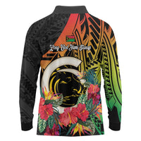 Vanuatu Boar Tusk Yumi Yumi Yumi Long Sleeve Polo Shirt Independens Dei Long God Yumi Stanap LT14 - Polynesian Pride
