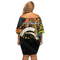 Vanuatu Boar Tusk Yumi Yumi Yumi Off Shoulder Short Dress Independens Dei Long God Yumi Stanap LT14 - Polynesian Pride