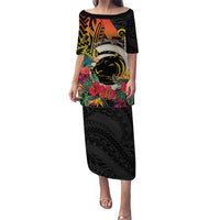 Vanuatu Boar Tusk Yumi Yumi Yumi Puletasi Independens Dei Long God Yumi Stanap LT14 Long Dress Black - Polynesian Pride