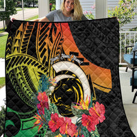 Vanuatu Boar Tusk Yumi Yumi Yumi Quilt Independens Dei Long God Yumi Stanap LT14 Black - Polynesian Pride