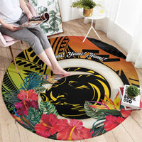 Vanuatu Boar Tusk Yumi Yumi Yumi Round Carpet Independens Dei Long God Yumi Stanap LT14 - Polynesian Pride