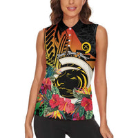 Vanuatu Boar Tusk Yumi Yumi Yumi Women Sleeveless Polo Shirt Independens Dei Long God Yumi Stanap LT14 - Polynesian Pride