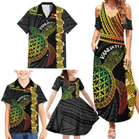 Vanuatu Sand Drawing Turtle Family Matching Summer Maxi Dress and Hawaiian Shirt Happy Independence Day LT14 - Polynesian Pride