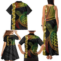 Vanuatu Sand Drawing Turtle Family Matching Tank Maxi Dress and Hawaiian Shirt Happy Independence Day LT14 - Polynesian Pride