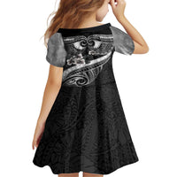 Black Polynesia Family Matching Off The Shoulder Long Sleeve Dress and Hawaiian Shirt Tribal Pattern Tropical Frangipani LT14 - Polynesian Pride