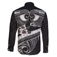 Black Polynesia Family Matching Off The Shoulder Long Sleeve Dress and Hawaiian Shirt Tribal Pattern Tropical Frangipani LT14 - Polynesian Pride