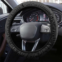 Black Polynesia Steering Wheel Cover Tribal Pattern Tropical Frangipani