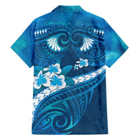 Blue Polynesia Family Matching Long Sleeve Bodycon Dress and Hawaiian Shirt Tribal Pattern Tropical Frangipani LT14 - Polynesian Pride