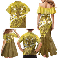 Gold Polynesia Family Matching Mermaid Dress and Hawaiian Shirt Tribal Pattern Tropical Frangipani LT14 - Polynesian Pride