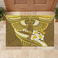 Gold Polynesia Rubber Doormat Tribal Pattern Tropical Frangipani