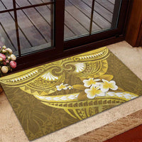 Gold Polynesia Rubber Doormat Tribal Pattern Tropical Frangipani