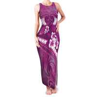Pink Polynesia Family Matching Tank Maxi Dress and Hawaiian Shirt Tribal Pattern Tropical Frangipani LT14 Mom's Dress Pink - Polynesian Pride