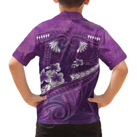 Purple Polynesia Family Matching Summer Maxi Dress and Hawaiian Shirt Tribal Pattern Tropical Frangipani LT14 - Polynesian Pride