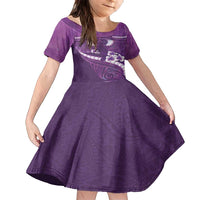 Purple Polynesia Family Matching Summer Maxi Dress and Hawaiian Shirt Tribal Pattern Tropical Frangipani LT14 Daughter's Dress Purple - Polynesian Pride