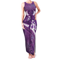 Purple Polynesia Family Matching Tank Maxi Dress and Hawaiian Shirt Tribal Pattern Tropical Frangipani LT14 Mom's Dress Purple - Polynesian Pride