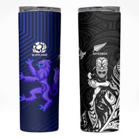 New Zealand and Scotland Rugby Skinny Tumbler All Black Maori With Thistle Together LT14 Black - Polynesian Pride