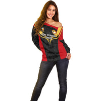 Custom Papua New Guinea Rugby Off Shoulder Sweater Port Moresby Vipers PNG Polynesian Pattern LT14 - Polynesian Pride