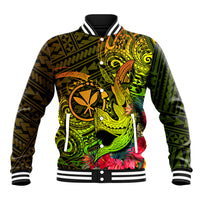 Hawaii Baseball Jacket Kanaka Map With Polynesian Shark Tattoo Reggae Unique LT14 Unisex Reggae - Polynesian Pride