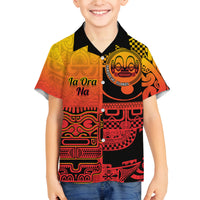 Personalised Ia Ora Na Marquesas Islands Family Matching Summer Maxi Dress and Hawaiian Shirt Mata Tiki Marquesan Tattoo LT14 Son's Shirt Red - Polynesian Pride