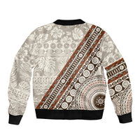 Bula Fiji Bomber Jacket Fijian Masi Tapa Cloth Vintage Vibes LT14 - Polynesian Pride