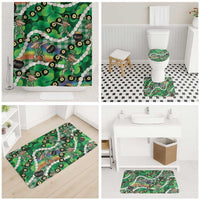 St Patrick's Day Palaka Hawaii Bathroom Set Kukui Nut Pikake Lei Shamrock Dabbing Leprechaun