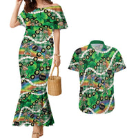 St Patrick's Day Palaka Hawaii Couples Matching Mermaid Dress and Hawaiian Shirt Kukui Nut Pikake Lei Shamrock Dabbing Leprechaun LT14 Green - Polynesian Pride