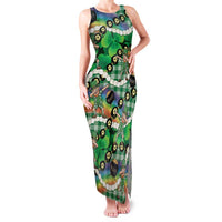 St Patrick's Day Palaka Hawaii Family Matching Tank Maxi Dress and Hawaiian Shirt Kukui Nut Pikake Lei Shamrock Dabbing Leprechaun LT14 Mom's Dress Green - Polynesian Pride