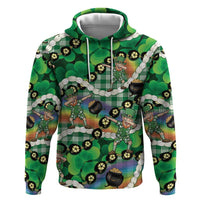 St Patrick's Day Palaka Hawaii Hoodie Kukui Nut Pikake Lei Shamrock Dabbing Leprechaun