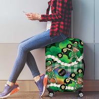 St Patrick's Day Palaka Hawaii Luggage Cover Kukui Nut Pikake Lei Shamrock Dabbing Leprechaun