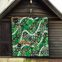 St Patrick's Day Palaka Hawaii Quilt Kukui Nut Pikake Lei Shamrock Dabbing Leprechaun