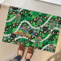 St Patrick's Day Palaka Hawaii Rubber Doormat Kukui Nut Pikake Lei Shamrock Dabbing Leprechaun