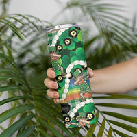 St Patrick's Day Palaka Hawaii Skinny Tumbler Kukui Nut Pikake Lei Shamrock Dabbing Leprechaun LT14 - Polynesian Pride