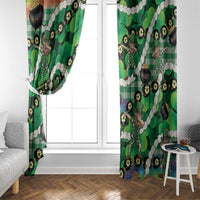 St Patrick's Day Palaka Hawaii Window Curtain Kukui Nut Pikake Lei Shamrock Dabbing Leprechaun