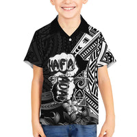 Hafa Adai Guam Discovery Day Family Matching Summer Maxi Dress and Hawaiian Shirt Chamorro Latte Stone Hand Black Version LT14 Son's Shirt Black - Polynesian Pride