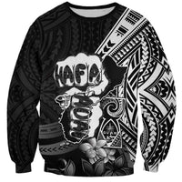 Hafa Adai Guam Discovery Day Sweatshirt Chamorro Latte Stone Hand Black Version