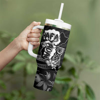 Hafa Adai Guam Discovery Day Tumbler With Handle Chamorro Latte Stone Hand Black Version