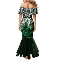 Hafa Adai Guam Discovery Day Family Matching Mermaid Dress and Hawaiian Shirt Chamorro Latte Stone Hand Green Version LT14 - Polynesian Pride