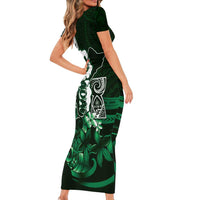 Hafa Adai Guam Discovery Day Family Matching Short Sleeve Bodycon Dress and Hawaiian Shirt Chamorro Latte Stone Hand Green Version LT14 - Polynesian Pride
