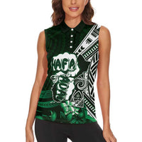 Hafa Adai Guam Discovery Day Women Sleeveless Polo Shirt Chamorro Latte Stone Hand Green Version