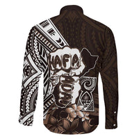 Hafa Adai Guam Discovery Day Family Matching Summer Maxi Dress and Hawaiian Shirt Chamorro Latte Stone Hand Brown Version LT14 - Polynesian Pride