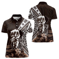 Hafa Adai Guam Discovery Day Women Polo Shirt Chamorro Latte Stone Hand Brown Version